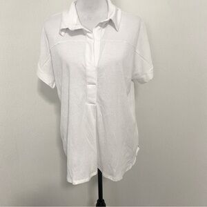 Zoey & Leelo Women’s Large White Collared Blouse Lightweight Cool
